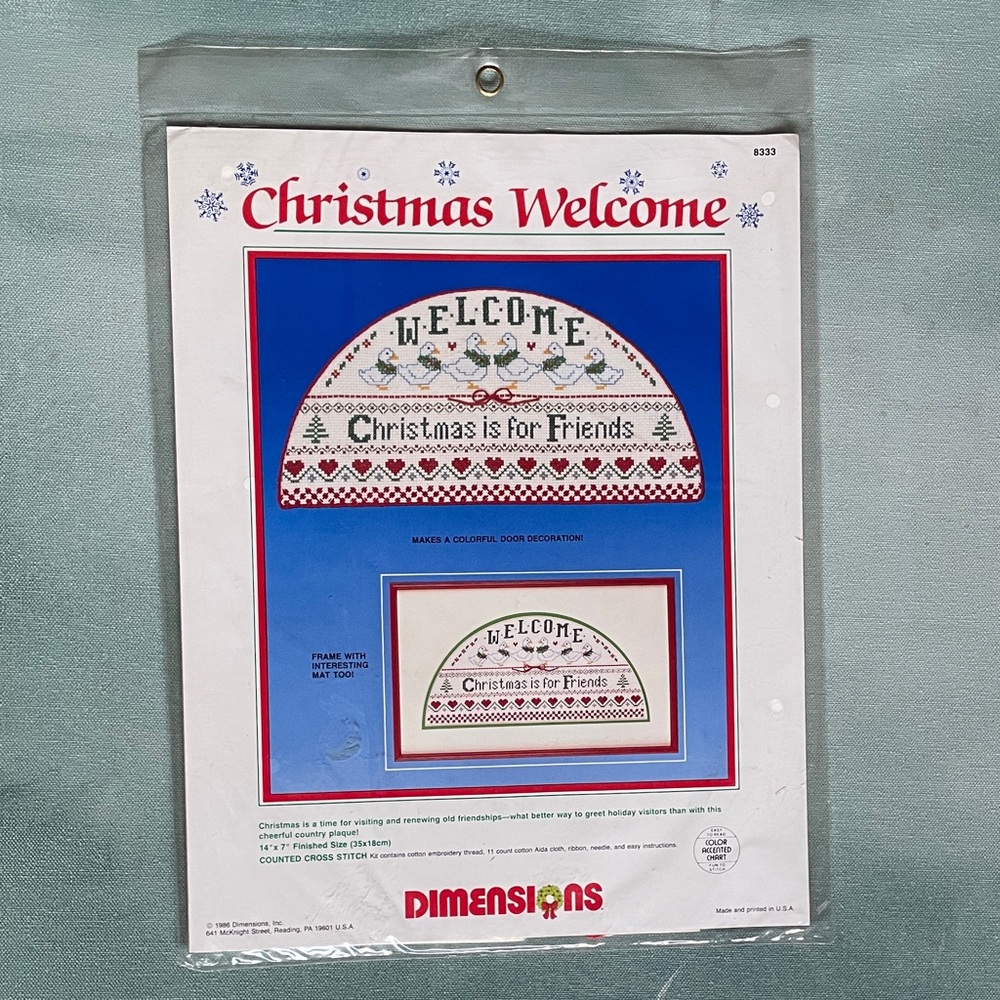 Dimensions Christmas Welcome Counted Cross Stitch Kit Vintage 1986